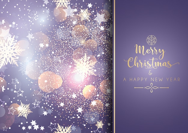 Free Vector decorative christmas background with bokeh lights 