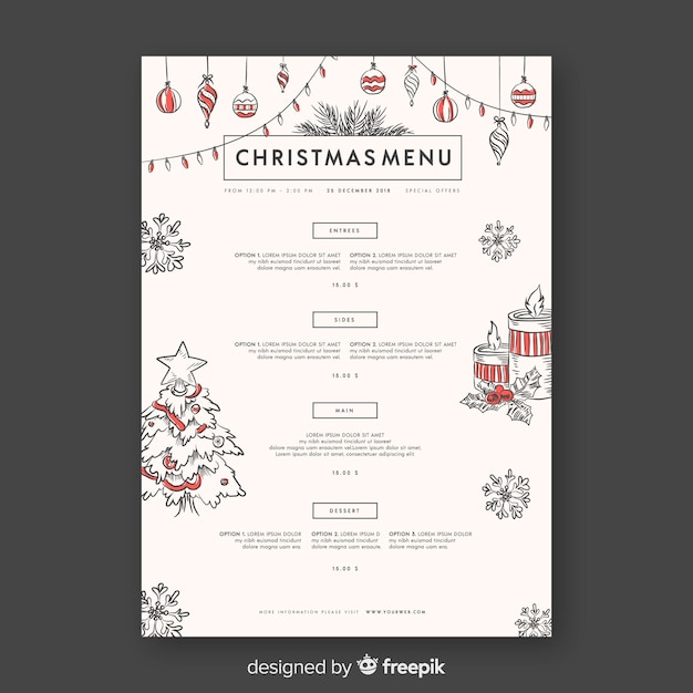 Decorative christmas menu design