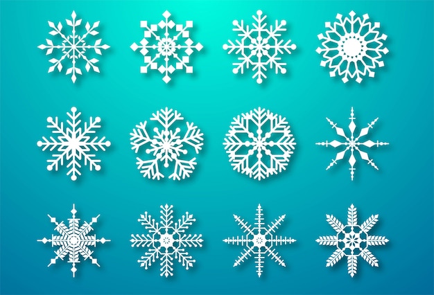 Decorative christmas snowflakes set elements 