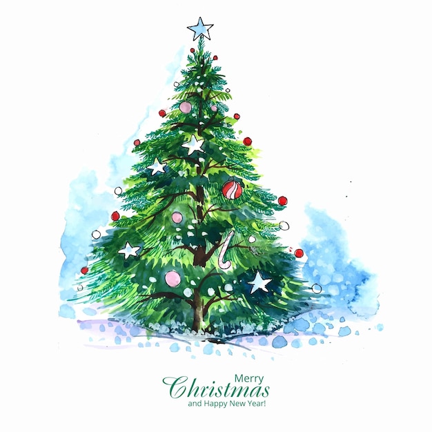 Decorative christmas tree holiday card background