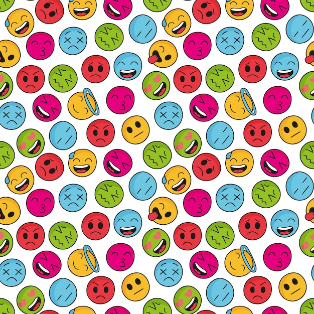 Free vector decorative colourful emoticons pattern