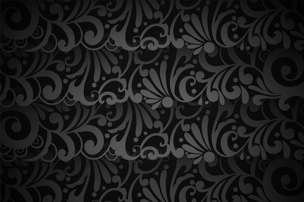 Free Vector decorative dark black floral art background for modern design