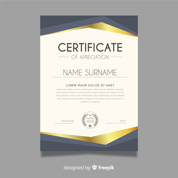 Decorative diploma template with golden elements