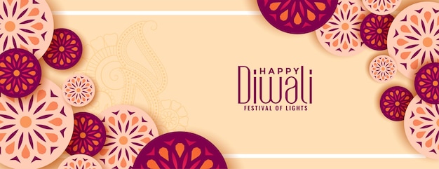 Free Vector decorative diwali festival wishes banner  template