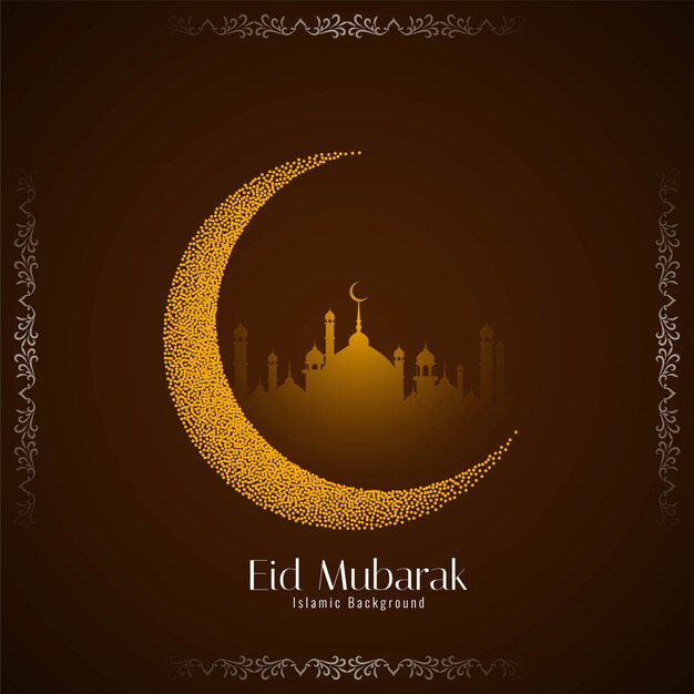 Decorative Eid Mubarak festival with dotted moon