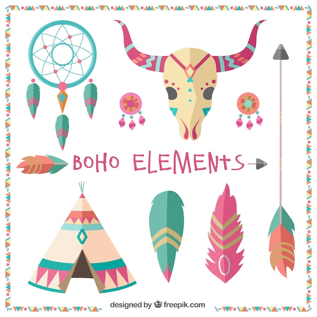 Free Vector decorative ethnic elements in flat design