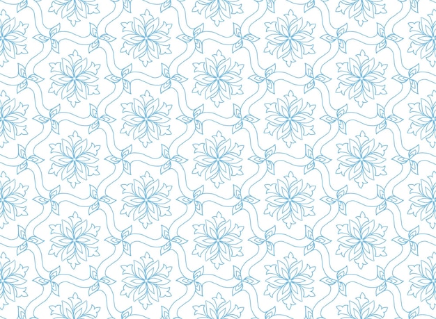 Decorative ethnic floral seamless blue pattern background