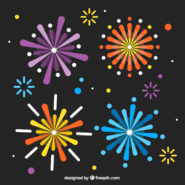 Free Vector decorative firework background in flat design