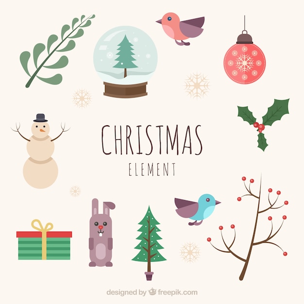 Free Vector decorative flat christmas elements