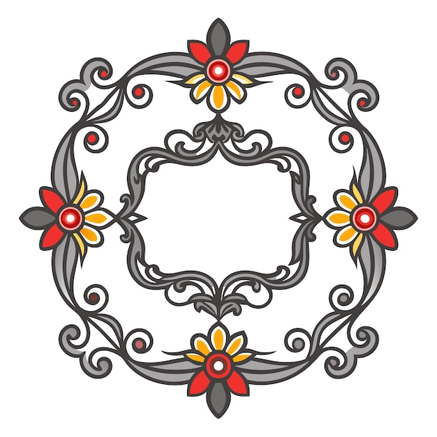 Free vector decorative floral frame with gray leaves and colorful flowers