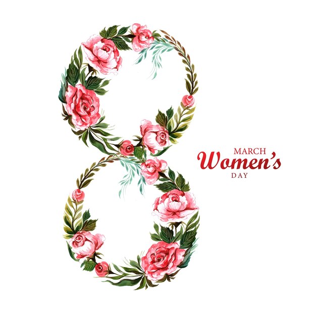 Free Vector decorative floral with 8march womens day card design