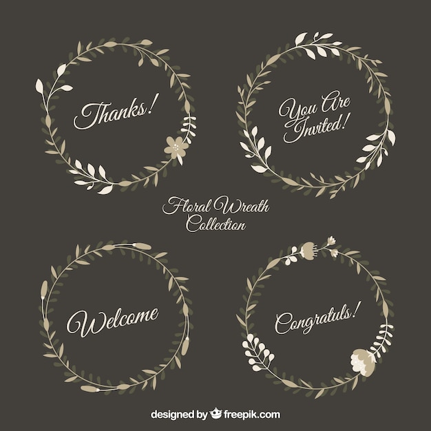 Decorative floral wreaths in brown tones