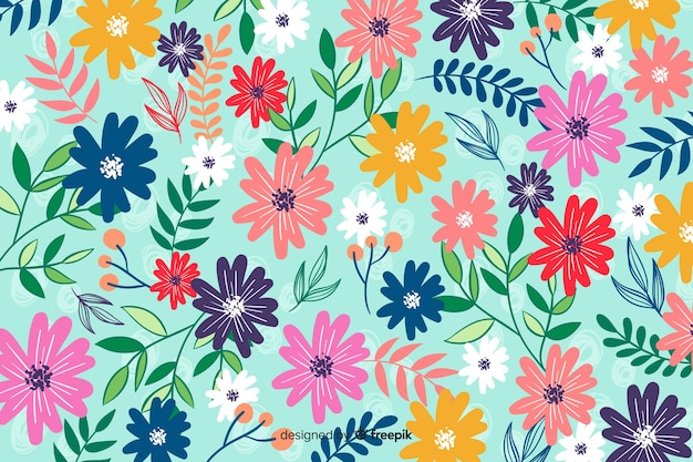 Decorative flowers background flat design