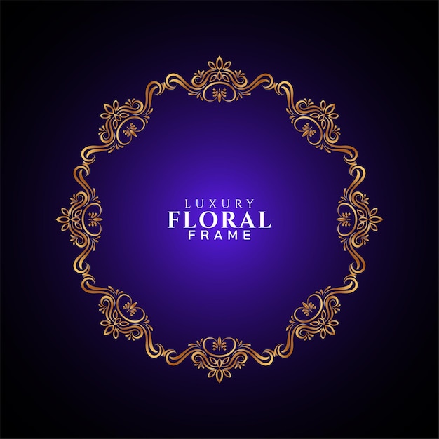 Free Vector decorative golden frame design violet background