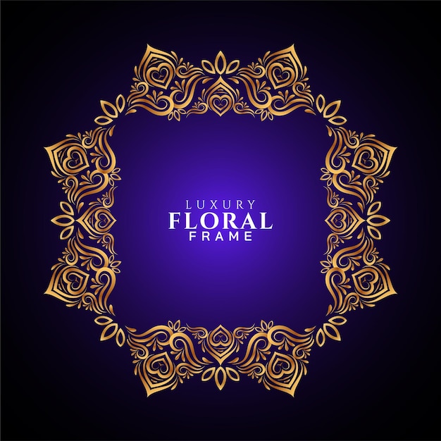 Free Vector decorative golden frame design violet classic background