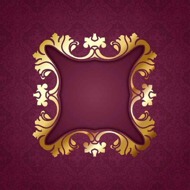 Free Vector decorative golden frame on a red background