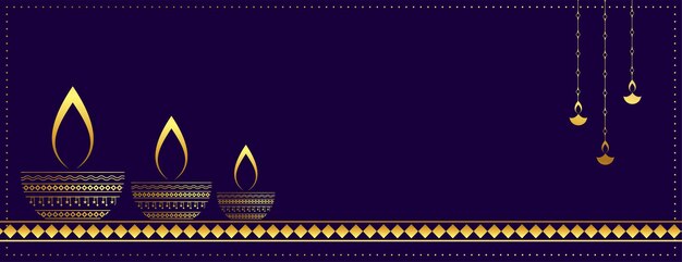 Decorative golden purple web diwali banner design