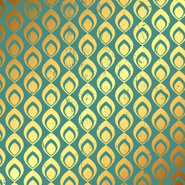 Free Vector decorative grunge background with gold and teal pattern