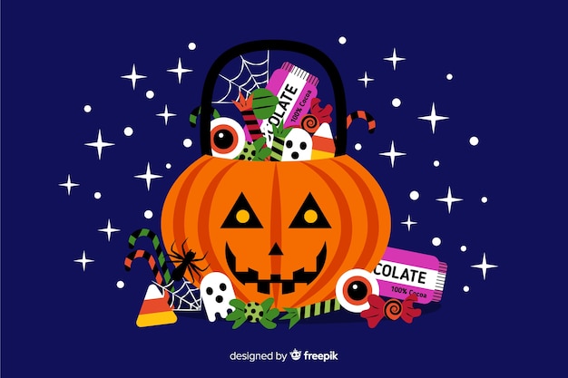 Decorative halloween background flat design