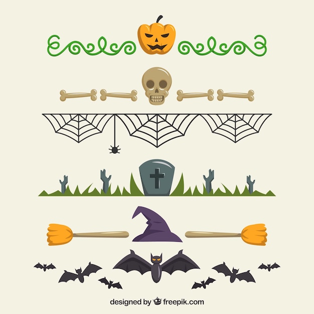 Free Vector decorative halloween borders pack