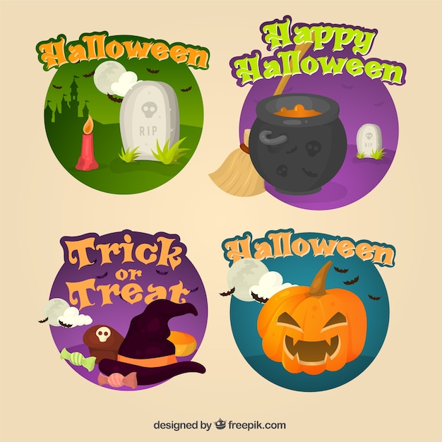 Free vector decorative halloween stickers