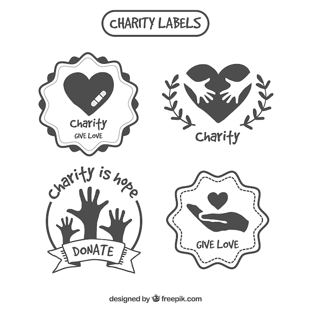 Free vector decorative hand drawn charity labels