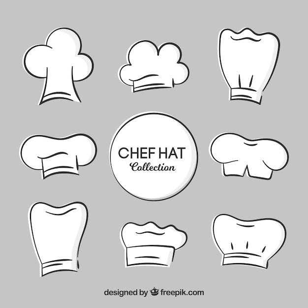 Decorative hand-drawn chef hats