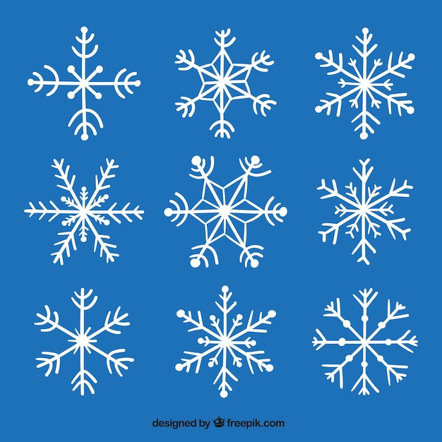 Decorative hand-drawn snowflakes pack