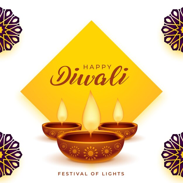 decorative happy diwali occasion background with oil lamp