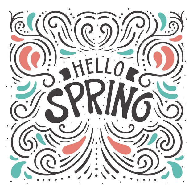 Decorative hello spring lettering background