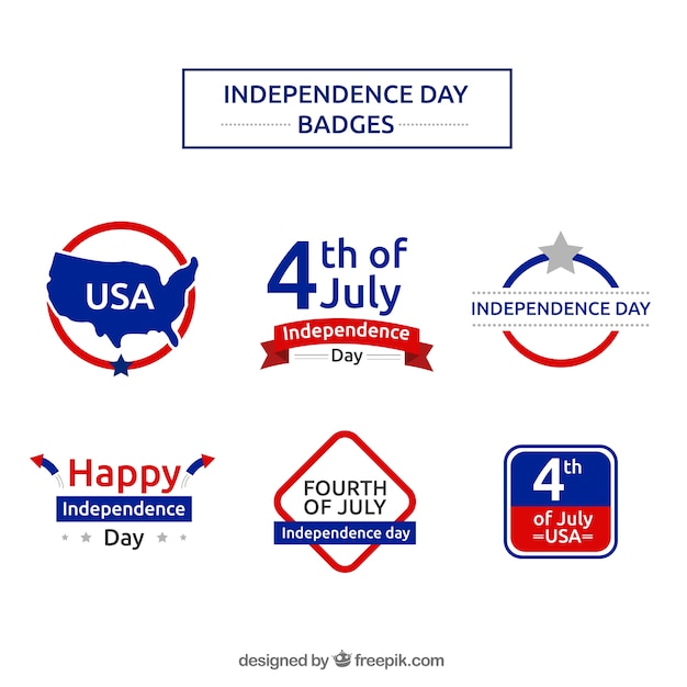 Free Vector decorative independence day badges of usa