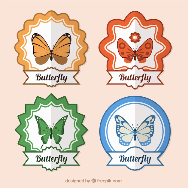 Free Vector decorative labels with butterflies