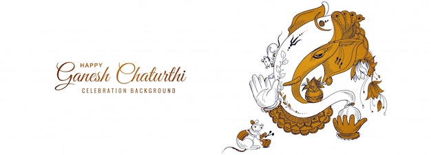 Decorative lord ganesha for ganesh chaturthi festival banner design