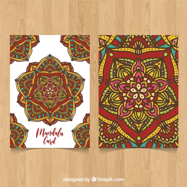 Decorative mandala card in hand-drawn style