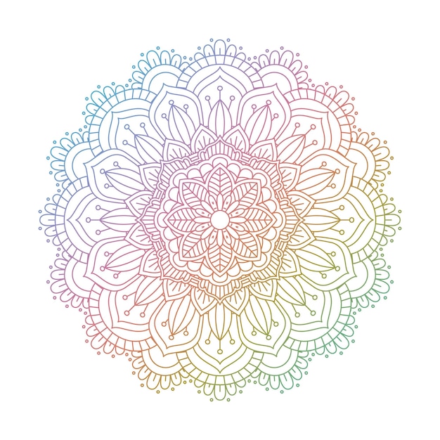 Decorative mandala design in rainbow colours