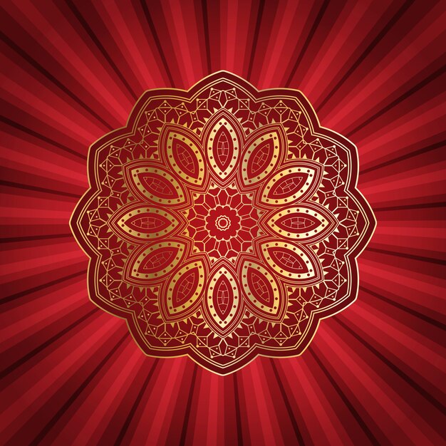 Decorative mandala design on starburst background 