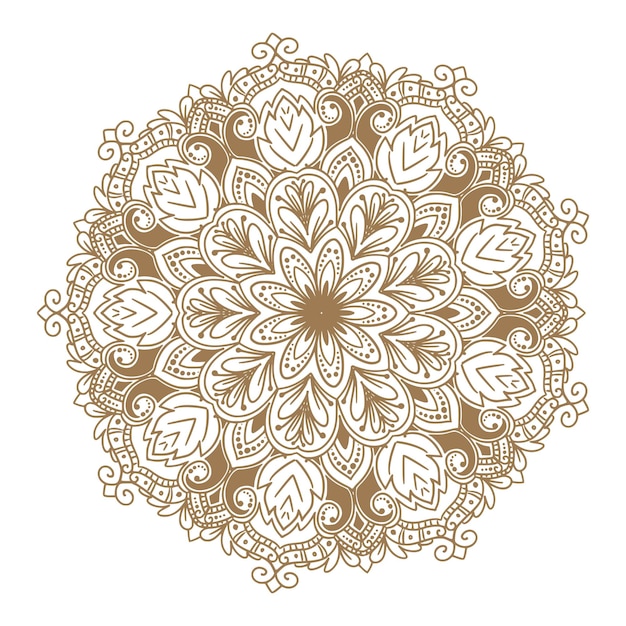 Free vector decorative mandala with brown colour on white background