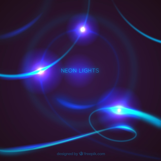 Free Vector decorative neon lights background with shiny shapes