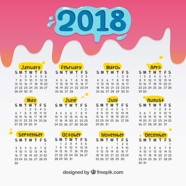 Decorative new year 2018 calendar 