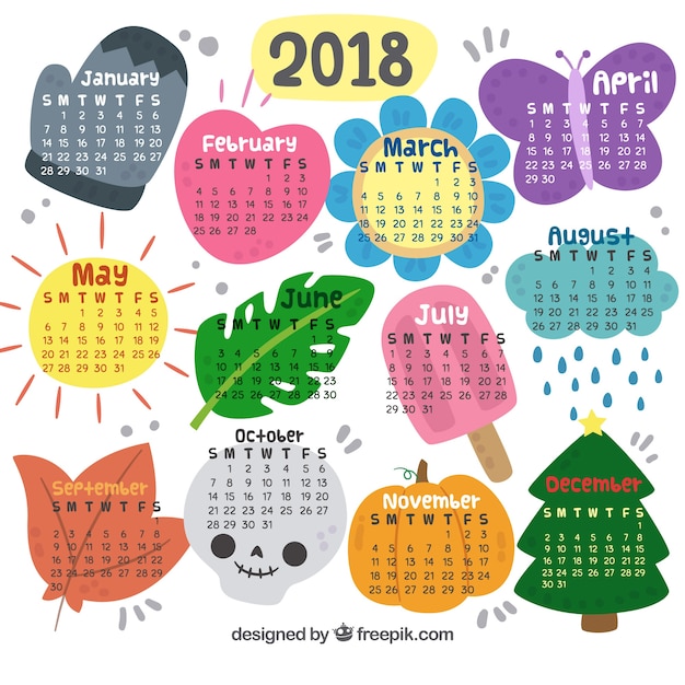 Decorative new year 2018 calendar 