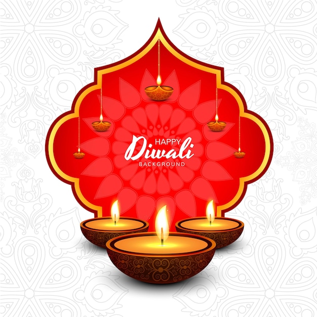 Free Vector decorative oil lamp diwali festival celebration card background