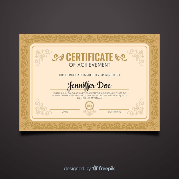 Decorative ornamental certificate template design