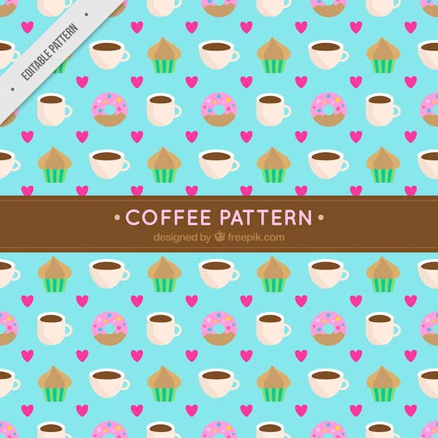 Free Vector decorative pattern of coffee cups and cupcake