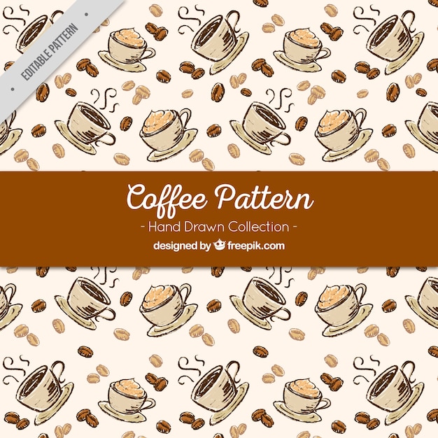 Free Vector decorative pattern of hand drawn coffee mugs