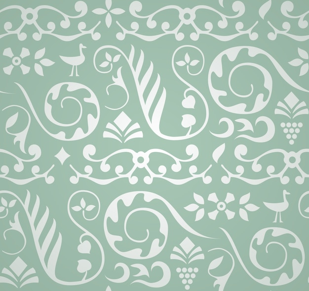 Free Vector decorative pattern with birds and elements of plants