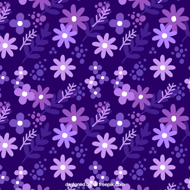 Decorative pattern with blue and purple flowers