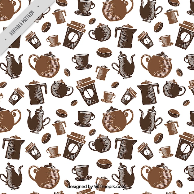 Free vector decorative pattern with coffee pots