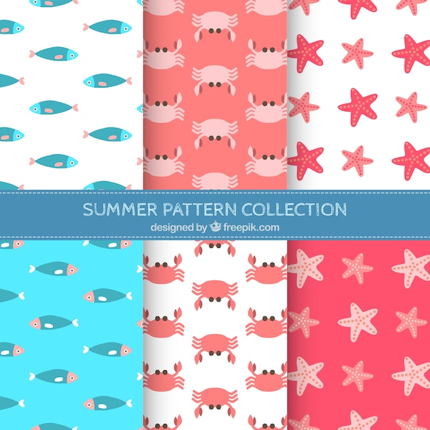 Decorative patterns pack of marine animals