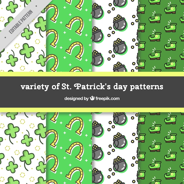 Free vector decorative patterns of saint patrick elements collection