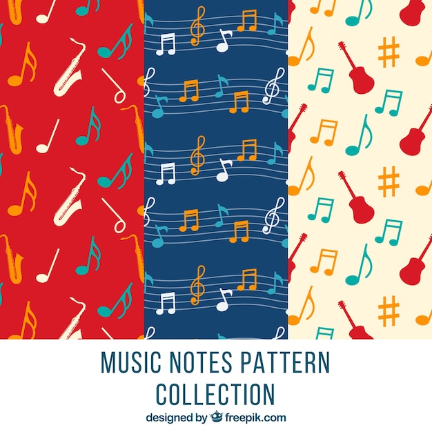 Free vector decorative patterns with musical notes and instruments